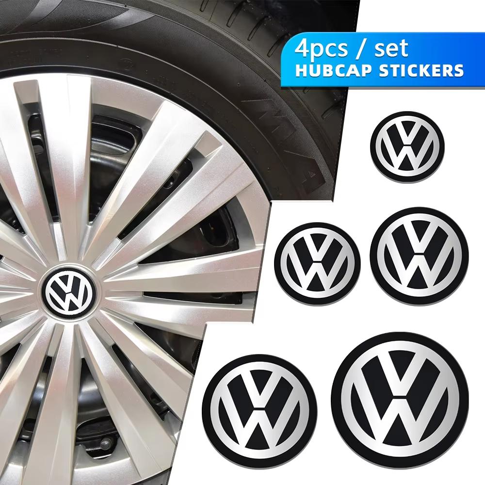 4Pcs Car Wheel Center Hub Caps Wheel Cover Sticker Badge For Volkswagen GTI Golf Polo 6 7 Passat VW CC Tiguan T-ROC Jetta Taigo