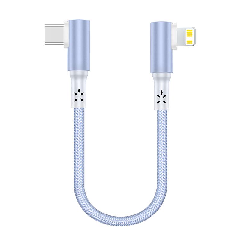Factory Short USB Type-C Cable 5A Fast Charging 90 Degree Elbow Braided Portable Data Cable for iPhone