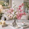Realistic Silk Cherry Blossoms Branch Long Fake Flower Artificial Cherry Blossom  Table Decoration