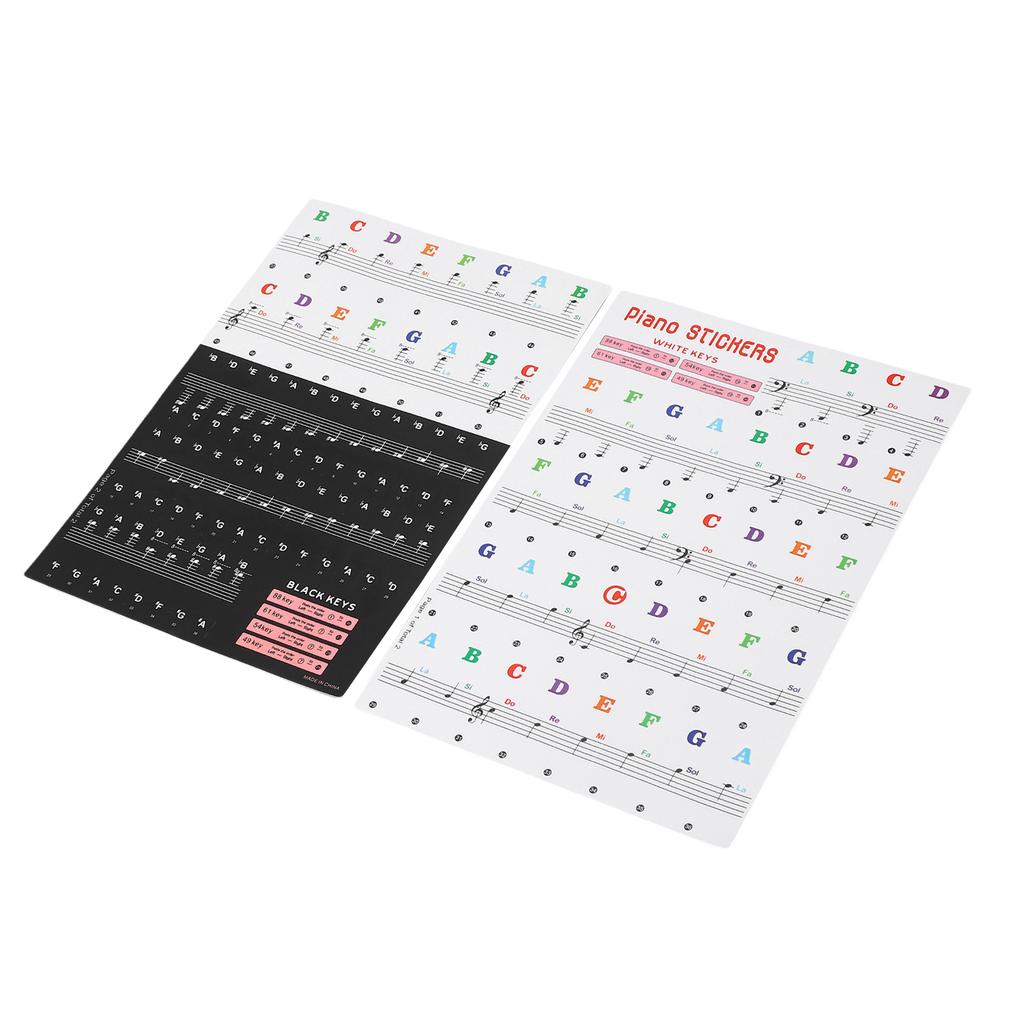 Piano Keyboard Stickers for 88/61/54/49 Key Self Adhesive Removable Piano Keyboard Letters for Begin
