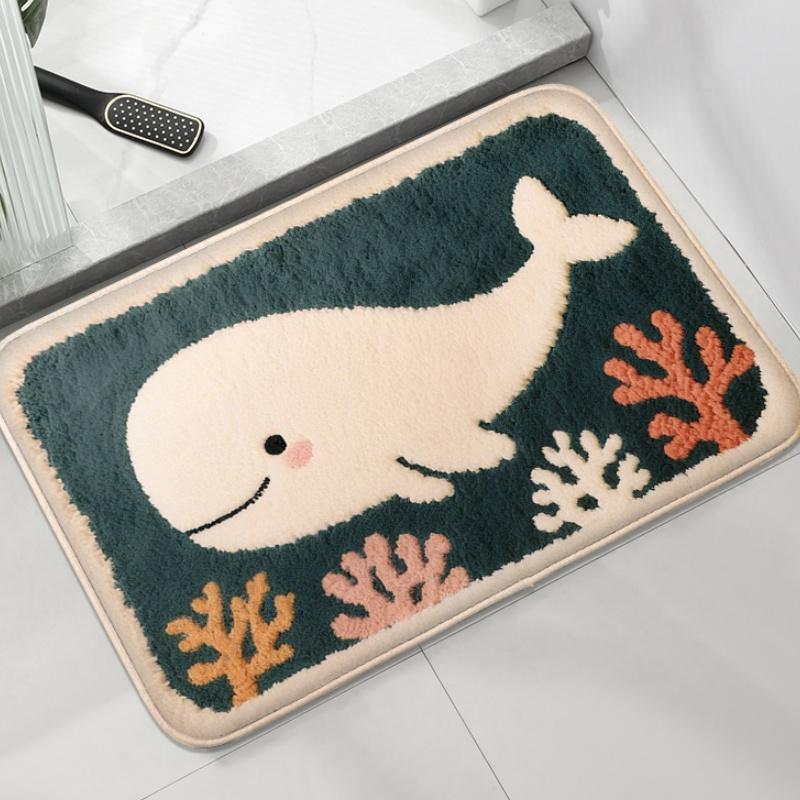 Cartoon Animal Shower Room Small Carpet Floor Mat Bathroom Mat Absorbent Foot Mat Toilet Mat Decorative Mat Soft and Comfortable