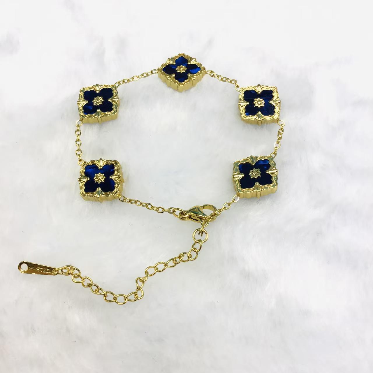 Браслет «Четырехлистный клевер» с двусторонним перламутром, золото 18 карат, итальянский дизайн, узор «благоприятное облако», 13 мм Bracelet Length 22cm