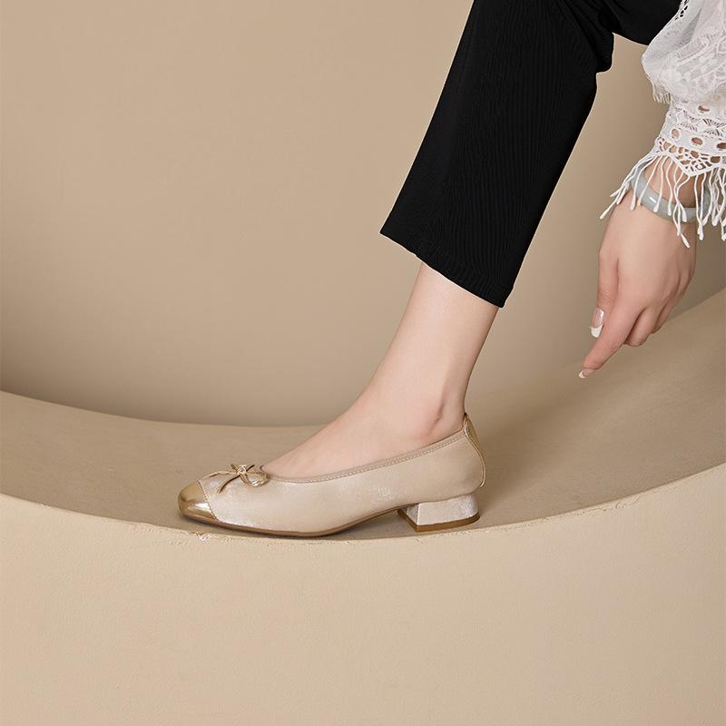 

Leather fashion shoes women s tide bow women s single shoes foot cover solid color one pedal casual sheepskin shoes 36