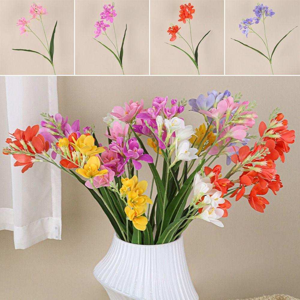 Umělé frézie s reálným vzhledem 64CM Hedvábné květiny Nové umělé květiny Dekorace do obývacího pokoje