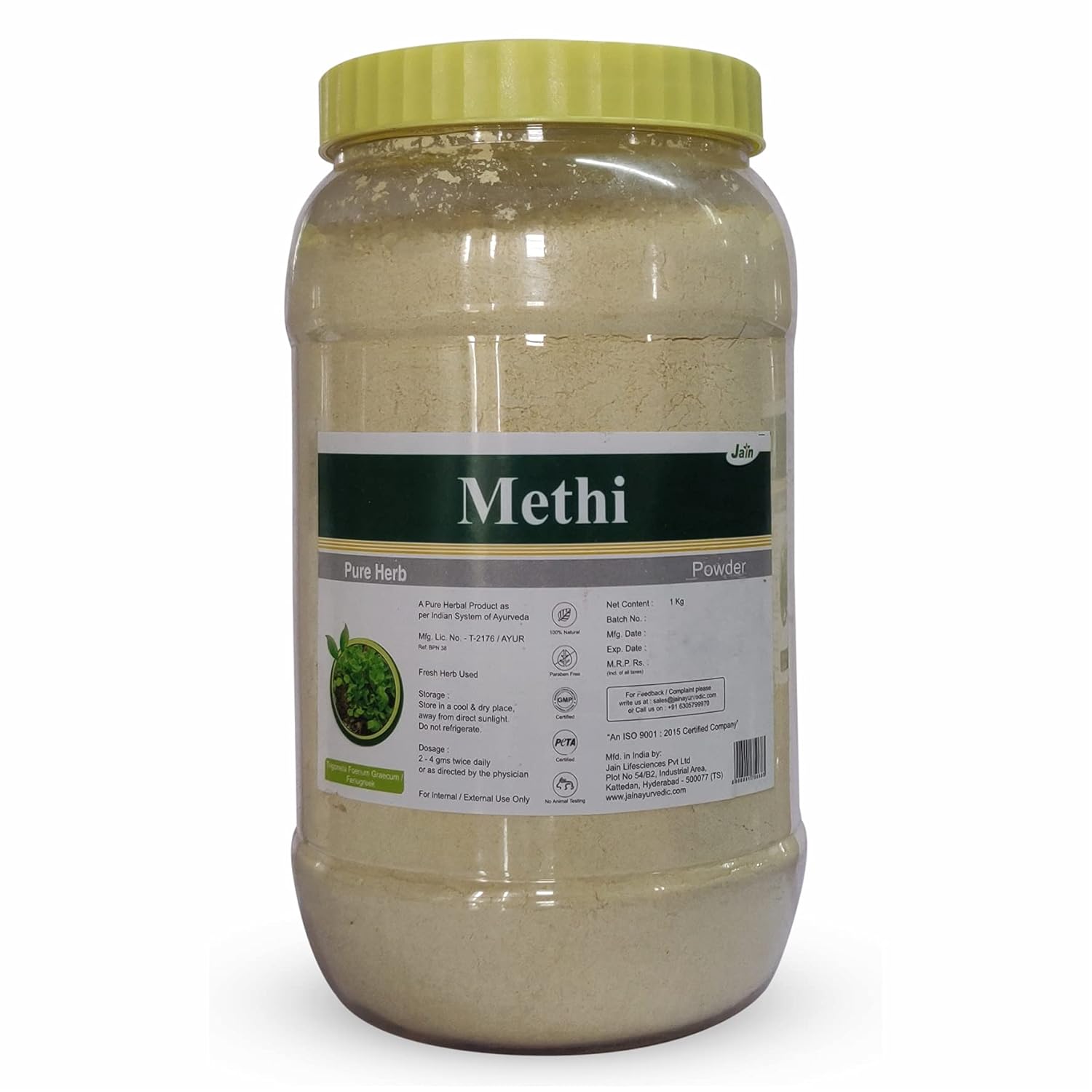 Jain Fenugreek Powder 1 Kg Pure Methi Powder For Cooking Hair Care And Skin Care Natural Herbal Multipurpose Use