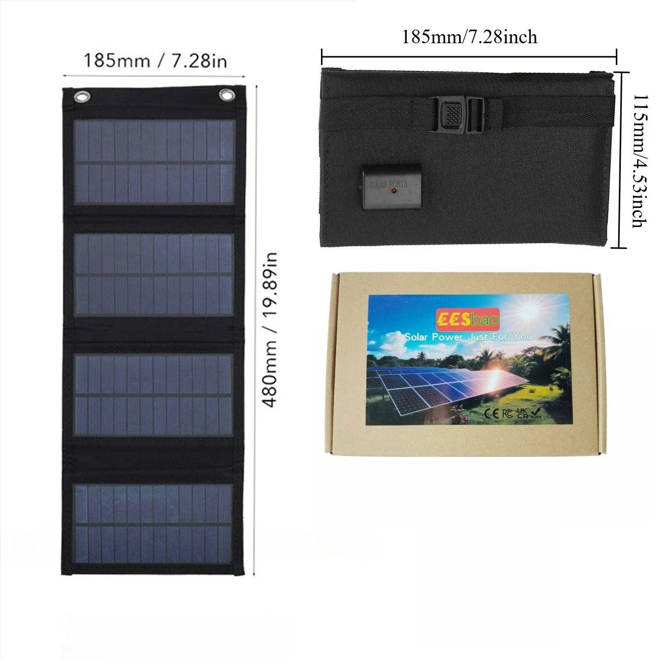 

25W-100W Foldable Waterproof USB Solar Charger for Cell Phone Tablet Portable Outdoor Camping Emergency Power Supply EESBAO