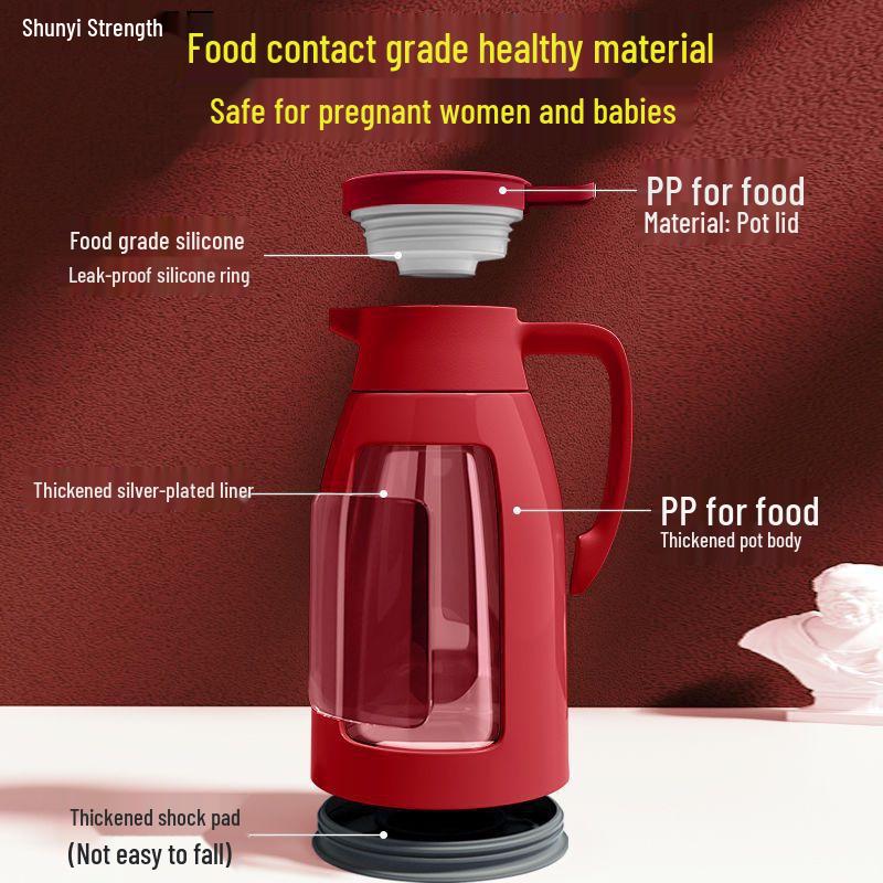 Large Capacity Red Glass Liner Thermos for Weddings, Office, and Home