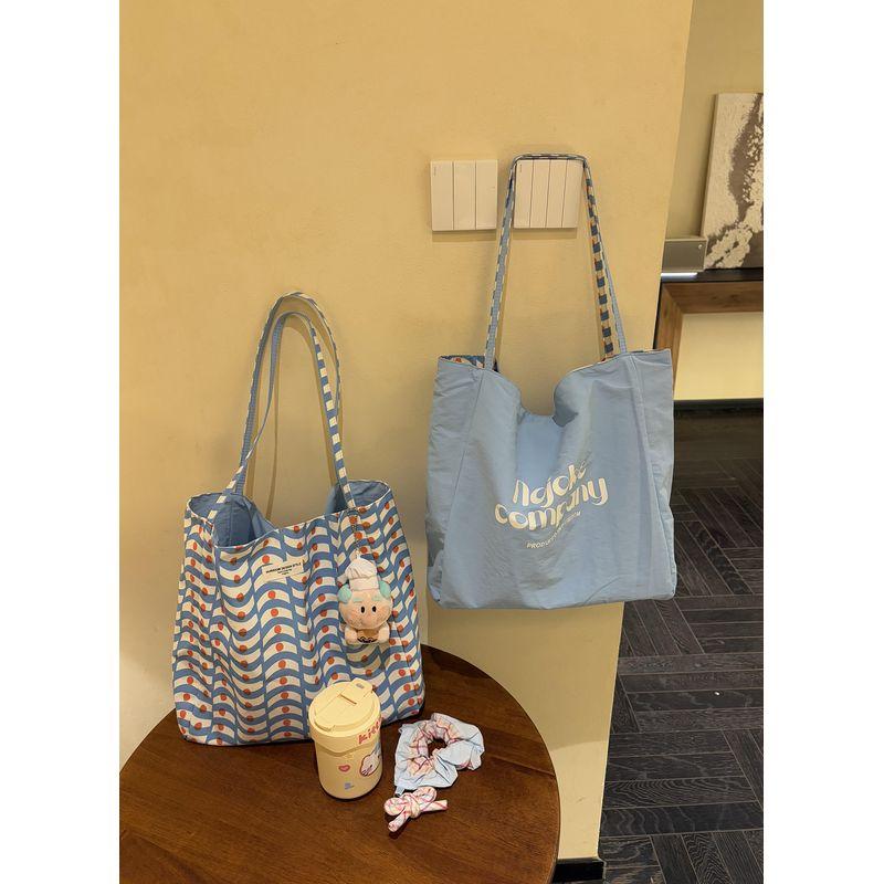 

2025 New Arrival Korean Style Casual Canvas Bag Large Capacity Work Clothing Blue One-Shoulder Tote Bag for Women Blue