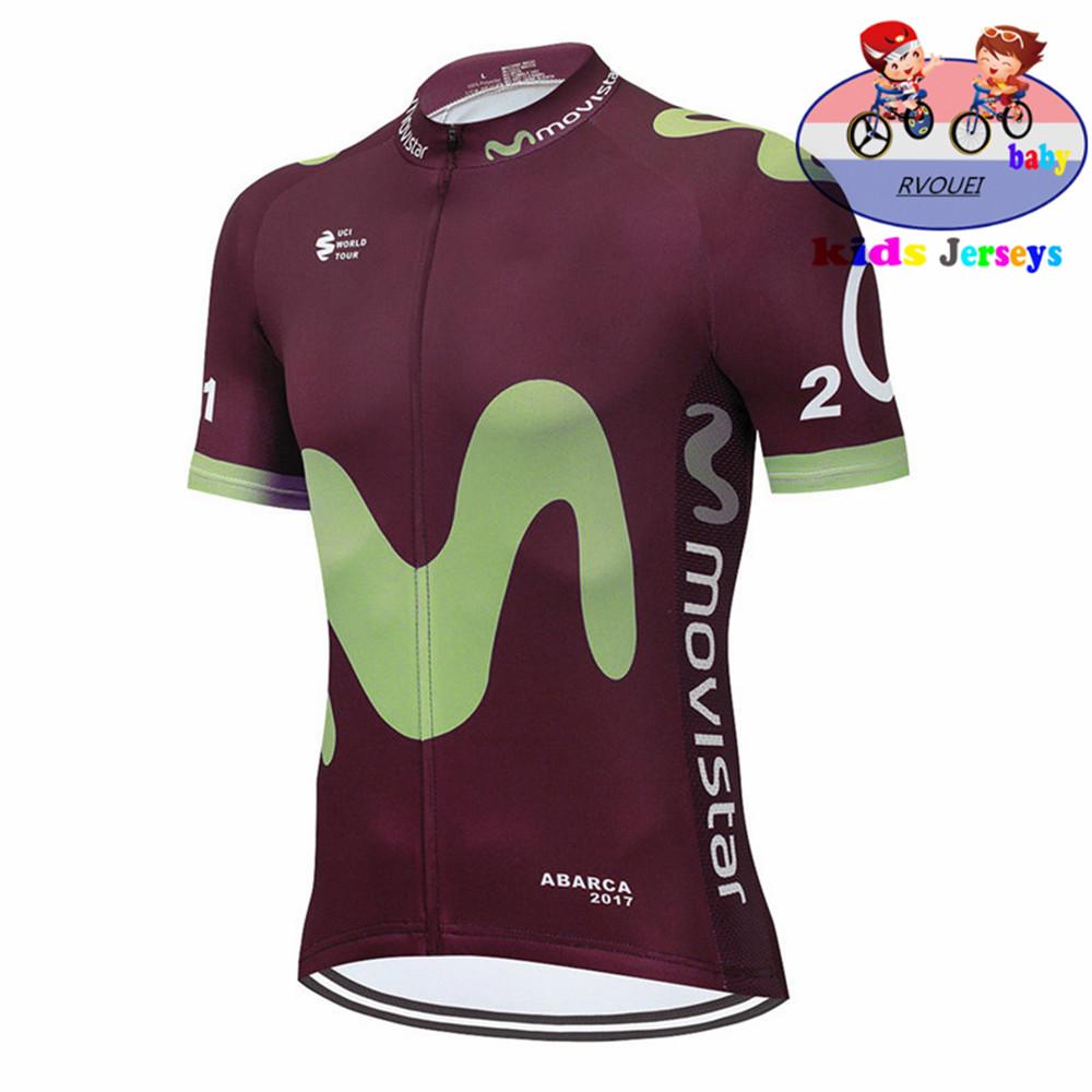 

2026 Movistar Kids Cycling Jersey Set Team Shorts Children Cycling Clothing Boys Summer Bicycle Wear Breathable Outdoor Sportswear 4XL