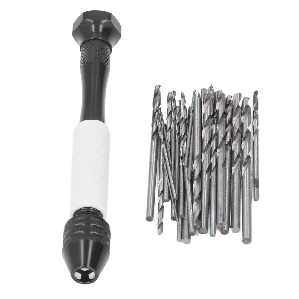 48PCS HSS Micro Twist Bits Pin Vise Hand Drill ABS Twist Drills Mini Hand Drill  Wood Drilling