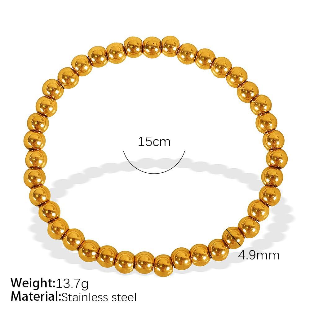 Elegant Gold Beaded Stainless Steel Bracelet for Women - High-End Minimalist Design