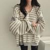 Spring and Autumn Women's Striped Hoodie Casual Long Sleeve Sweatshirt Vintage Oversized Hoodies