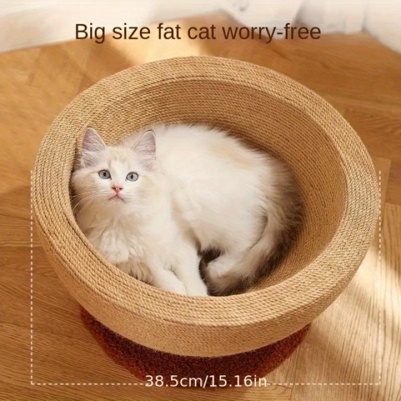 Durable Imitation Hemp Cat Scratching Board and Nest- Integrated Round Cat Scratcher and Claw Basin, Wear-resistant
