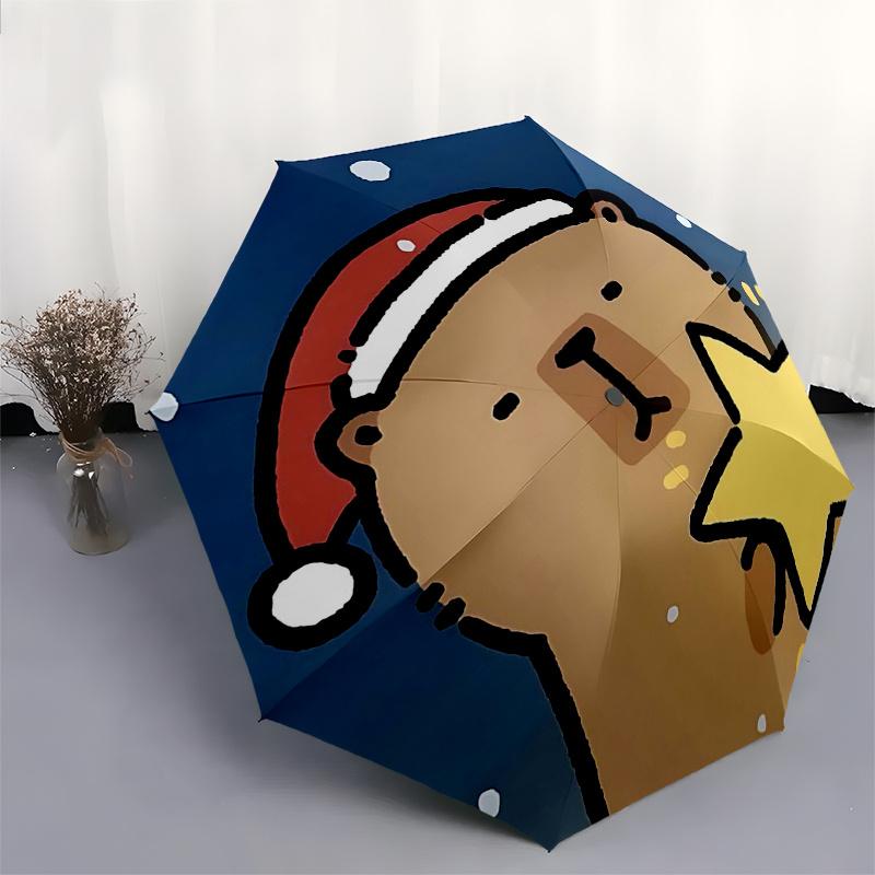 Capybara Themed Travel Umbrella-8 Ribs Automatic Opening and Closing, Portable Folding Design, Compact and Stylish Umbrella Suitable for Out