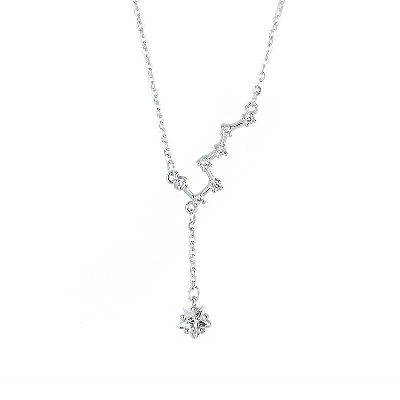 S925 Sterling Silver Big Dipper Necklace Ins Light Luxury Cold Wind Niche Sweater Chain Valentine's Day Gift