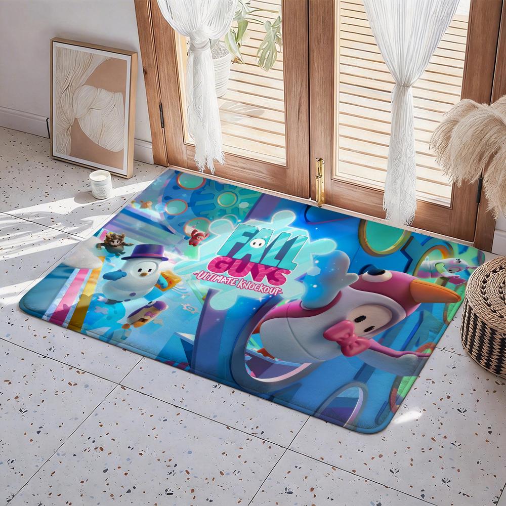 Game F Fall Guys Floor Mat Eco  Flannel Doormat Non Slip Odorless Indoor Floor Rug Soft Short Plush Home Mat