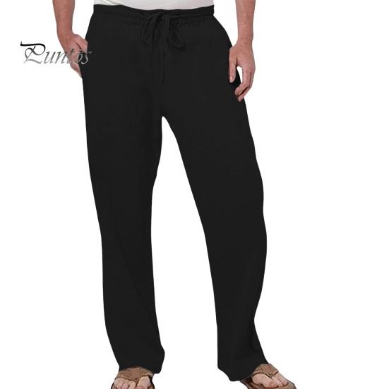 Herren Strandhose Weites Bein Gerade Dünne Seitentaschen Kordelzug Elastische Taille Einfarbig Gym Traning Jogging Jogginghose Lange Hose