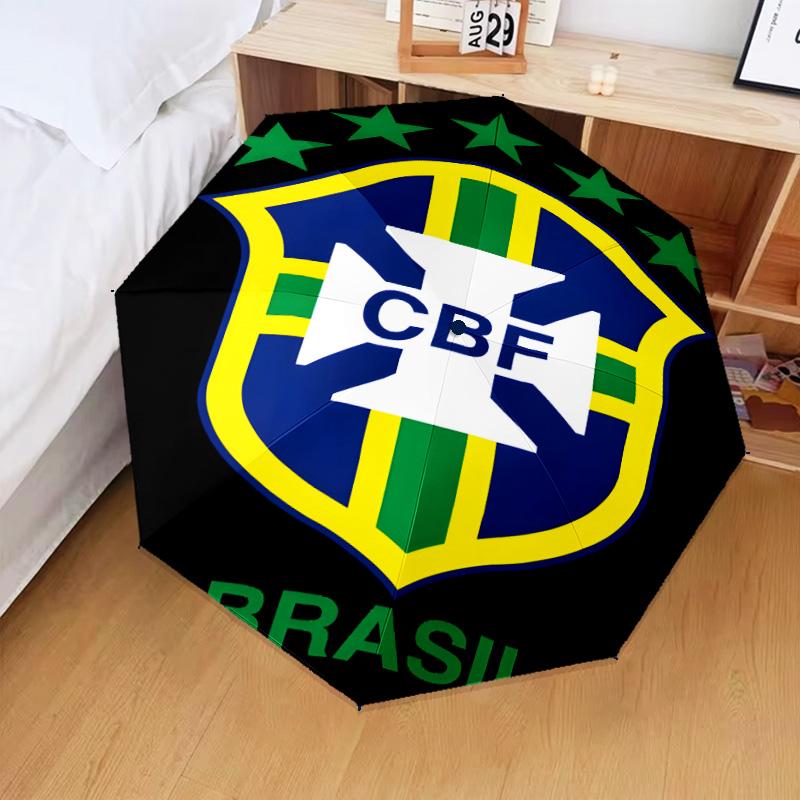 1PC Brazilian Football Federation Printed Umbrella Folding umbrella, automatic umbrella 8-Frame for Travel, camping Fan gifts Christmas Gifts