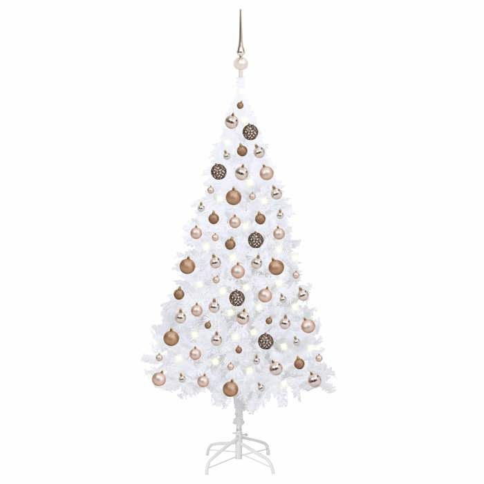 Exclusive House - Pre-lit Artificial Christmas Tree and White Baubles 120 Cm PVC