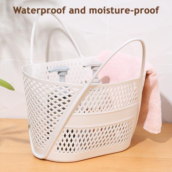 Shower Caddy Basket, Thickened PP Sturdy Organizer, with Reinforced Soft Handle, Quick-Dry Drainage Hole Design Basket, for Bathroom Kitchen Balcony