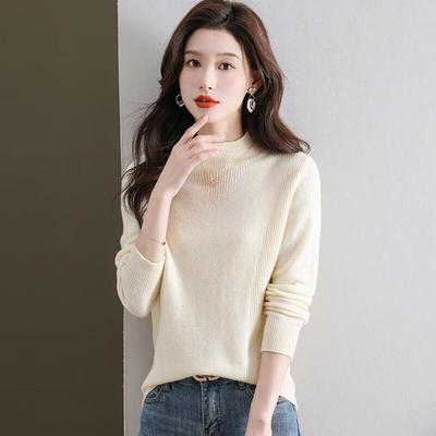 Yiliteng Women's 100% Lambswool Semi-High Neck Sweater