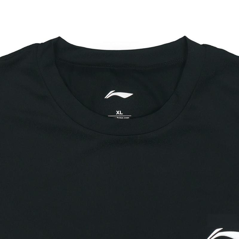 Li Ning Logo Print Quick-Dry Comfortable Fashion Short Sleeve Casual Sports Suit Unisex Suit Black AUDSB29-1+YAPV001-1