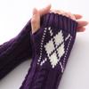 Damen Koreanischer Stil Herbst und Winter Neu Zopfmuster Jacquard Rauten Gestrickte Wolle Halbfinger Fingerlos Ski Warme Handschuhe