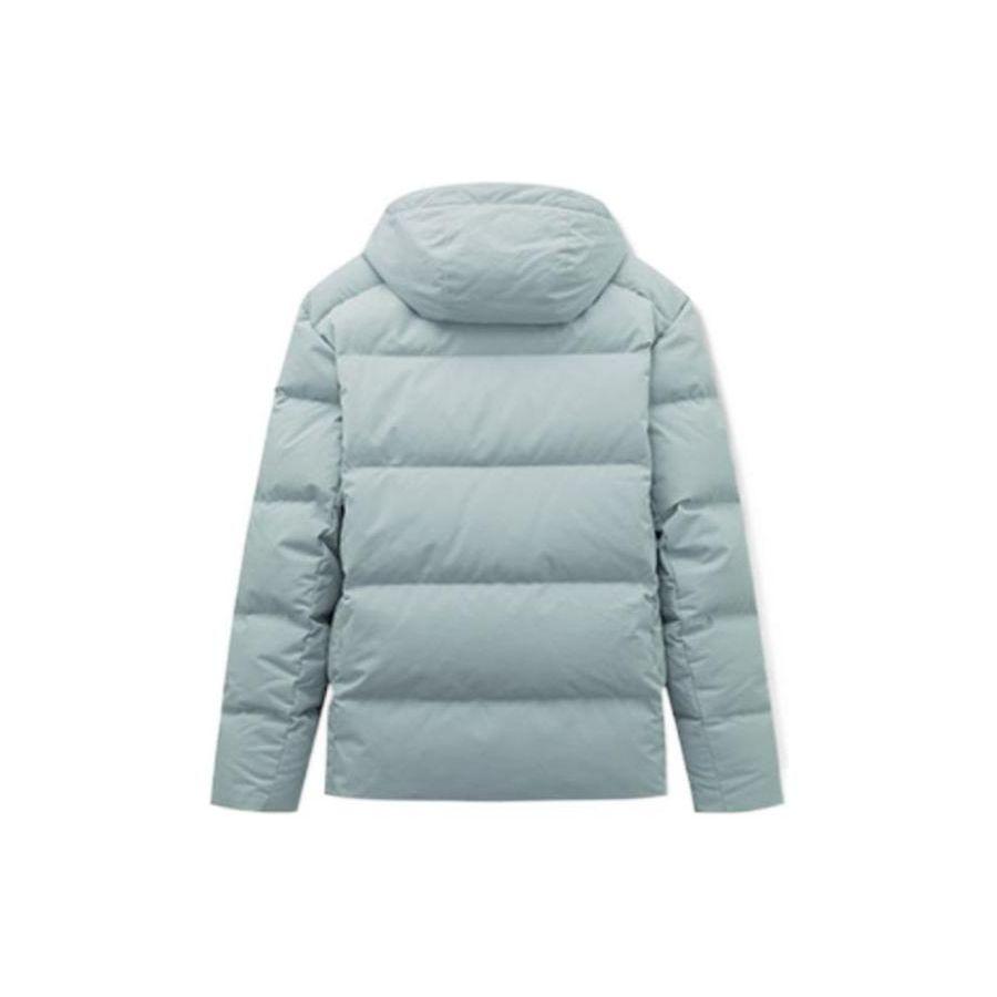 Anta Printed Zipper Duck Down Warm Letter Solid Color Thick Hooded Down Jacket Men Outerwear Light-Mist-Green 152247903-1