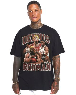 DENNIS RODMAN 91 BULLS BLACK T-Shirt BASQUET BALL