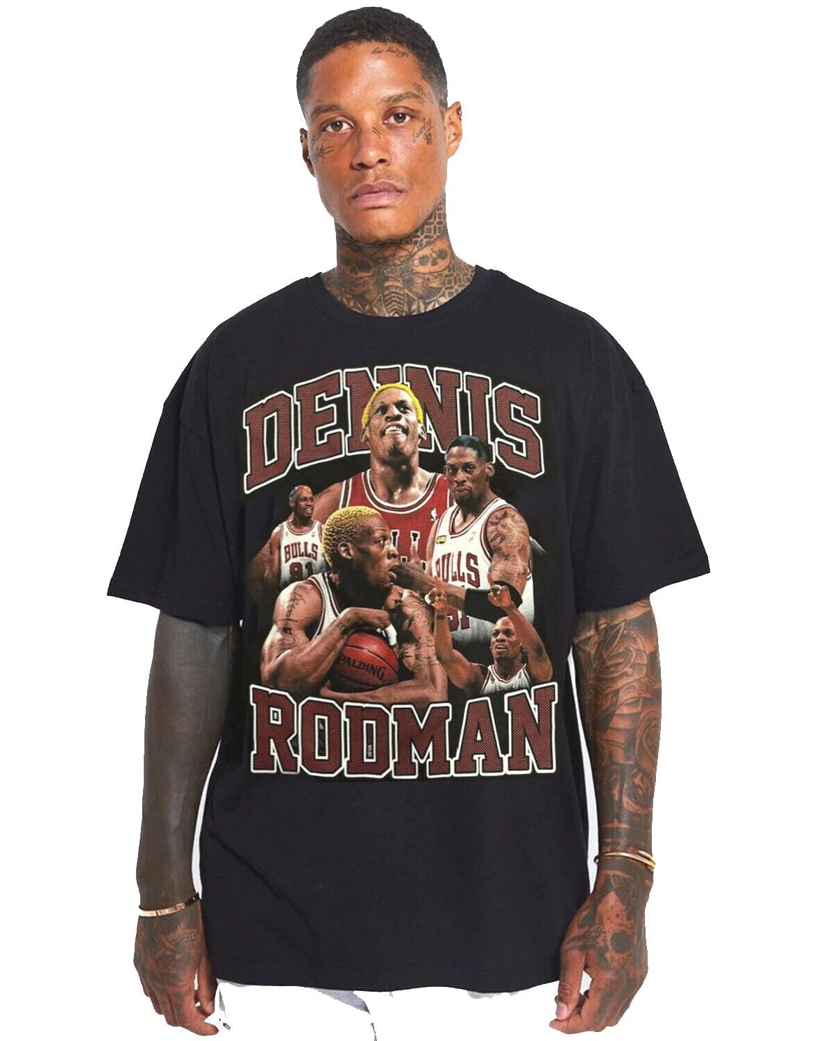 DENNIS RODMAN 91 BULLS BLACK T-Shirt BASQUET BALL XL