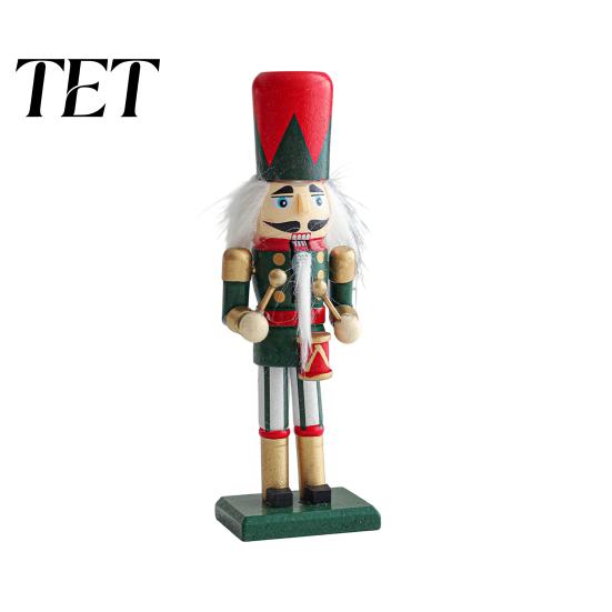 Christmas Fairy Tale Figurine Wooden Nutcracker Soldier Figurine, Handcrafted Solid Wood Tabletop Ornament Vintage for Holiday Desk And Bookshelf