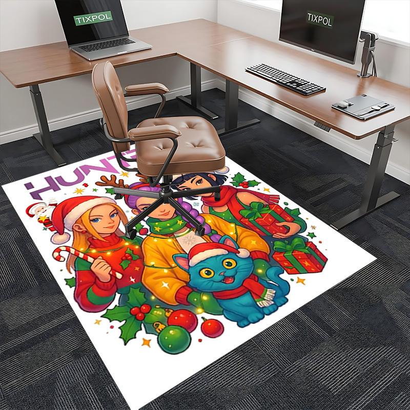1pc HUNTRIX: Anime Christmas Edition Chair Mat - Festive Gift for Office, Home Decor, and More!O041