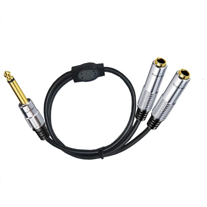 

1/4inch Stereo Splitter Y Cable 6.35mm Stereo Male Plug to Double 6.35mm Female Mono Speaker Adapter Extension Cable 1