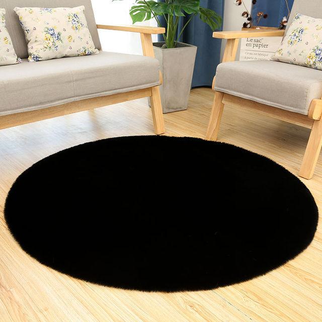 Tappeto rotondo per bambini Tappeto peloso per ragazza Tappetini antiscivolo Pelliccia di coniglio artificiale bianca Soggiorno Camera da letto Tappeti decorativi per la casa 