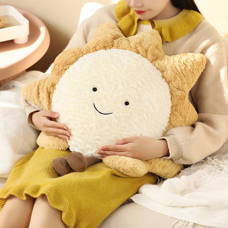 Smile Moon Star Sun Cloud Plush Pillow Stuffed Soft Cartoon Weather Sofa Decor Toy Cushion For Kids Bedroom Office