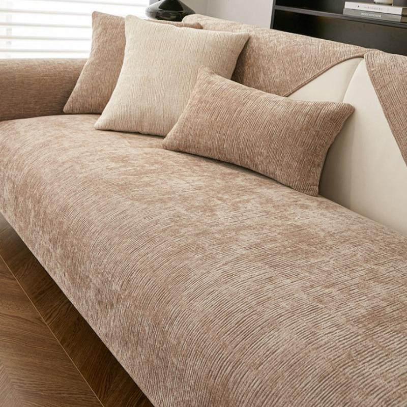 Solid Color Minimalist Sofa Cushion Chenille Cushions Backrest Cover Sofas Towel Cloth Dust Anti Slip Protective Seat Mat