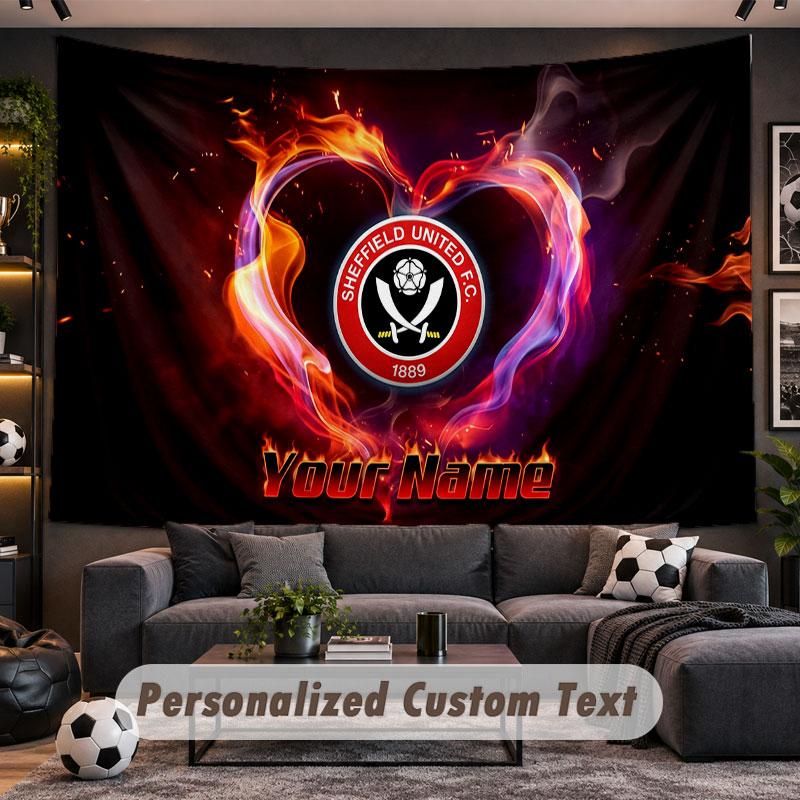 Wall Hanging Tapestry Custom NameSheffield United FC Pattern Personalized Printed Fabric Wall Decor