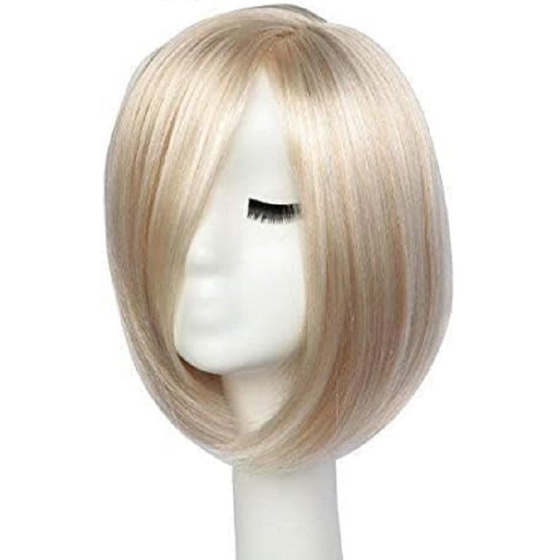 Wig for Women with Pompadour and Golden Gradient Center Part Short Straight Hair Synthetic Wig European and American Fashion Short Headpiece
