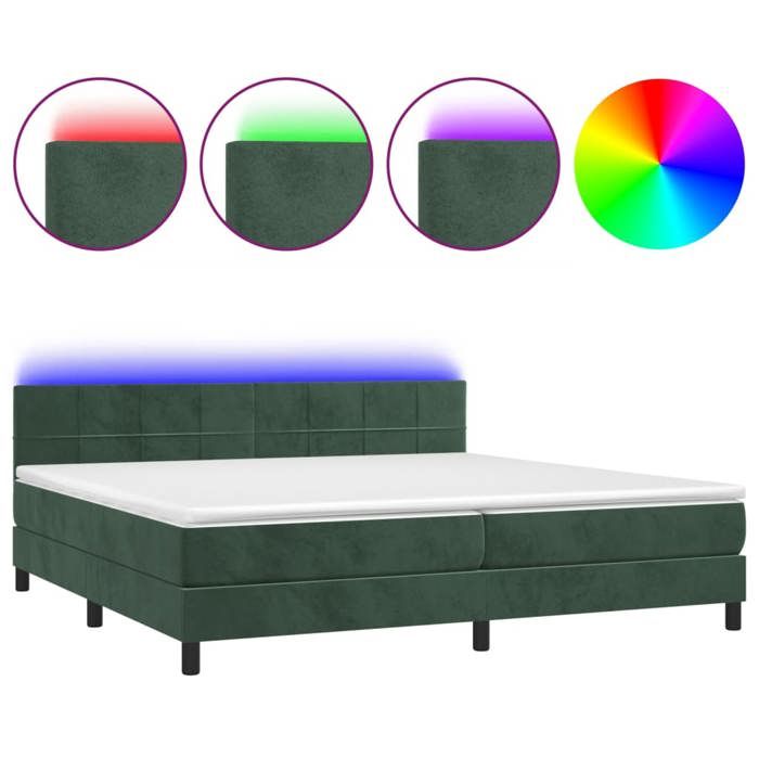 VidaXL Sommier à Lattes de Lit avec Matelas et LED, Lit Rembourré avec Tête de Lit, Lit Double, Lit Adulte de Chambre, 3134426