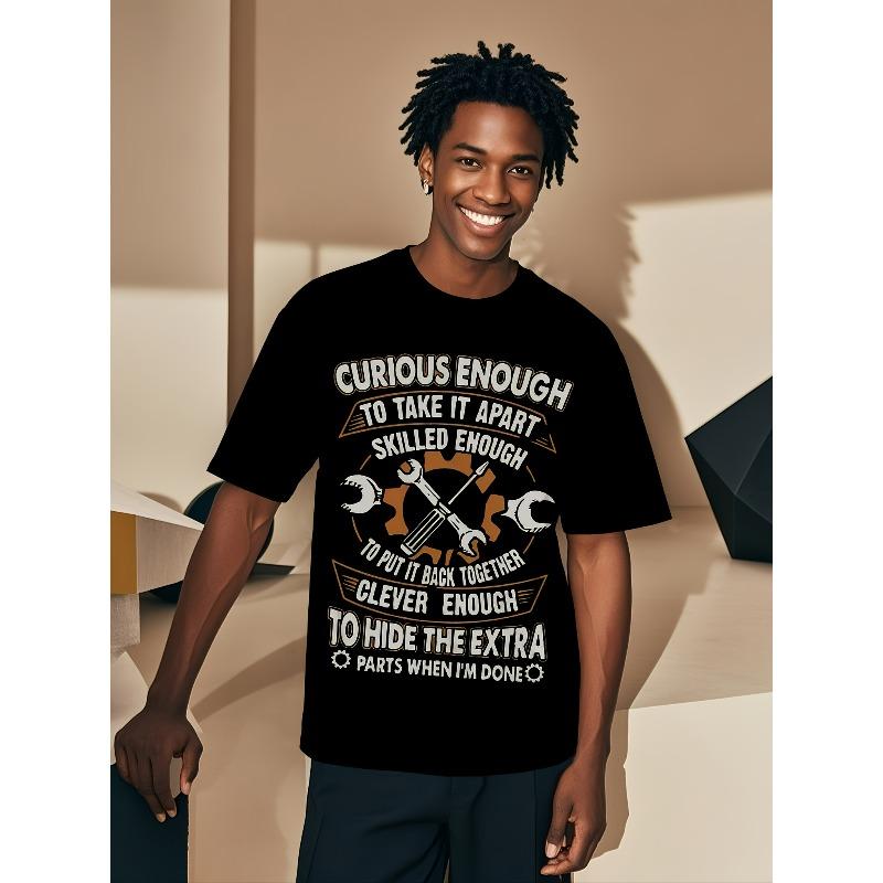 European sizes A Mechanical-Themed T-Shirt, a Fun Gift for Mechanics, Featuring a Design for Automotive Engineers, Round Neck