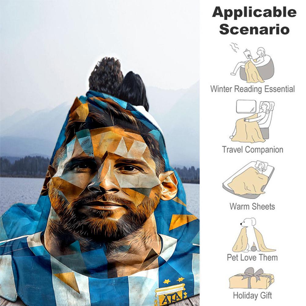 1pc Argentina Messi Outdoor Blanket Lightweight Flannel, Soft & Warm, All-Season Use for Sofa, Outdoor, Camping, Living Room, Office002