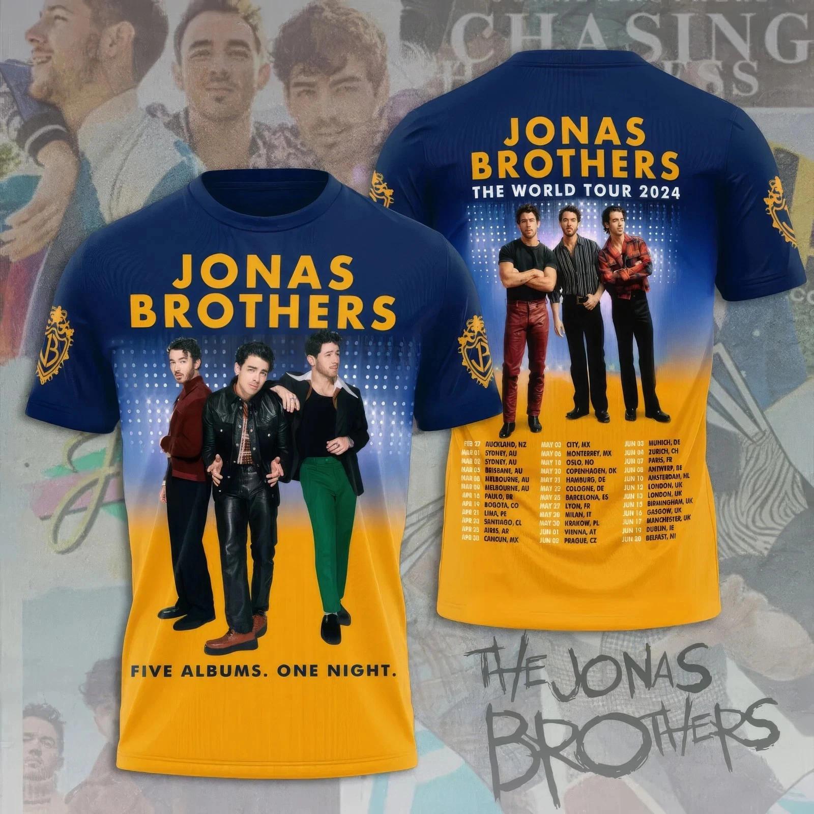 Jonas Brothers Five Albums One Night The Tour 2024 3D Polyester T shirt M763 S