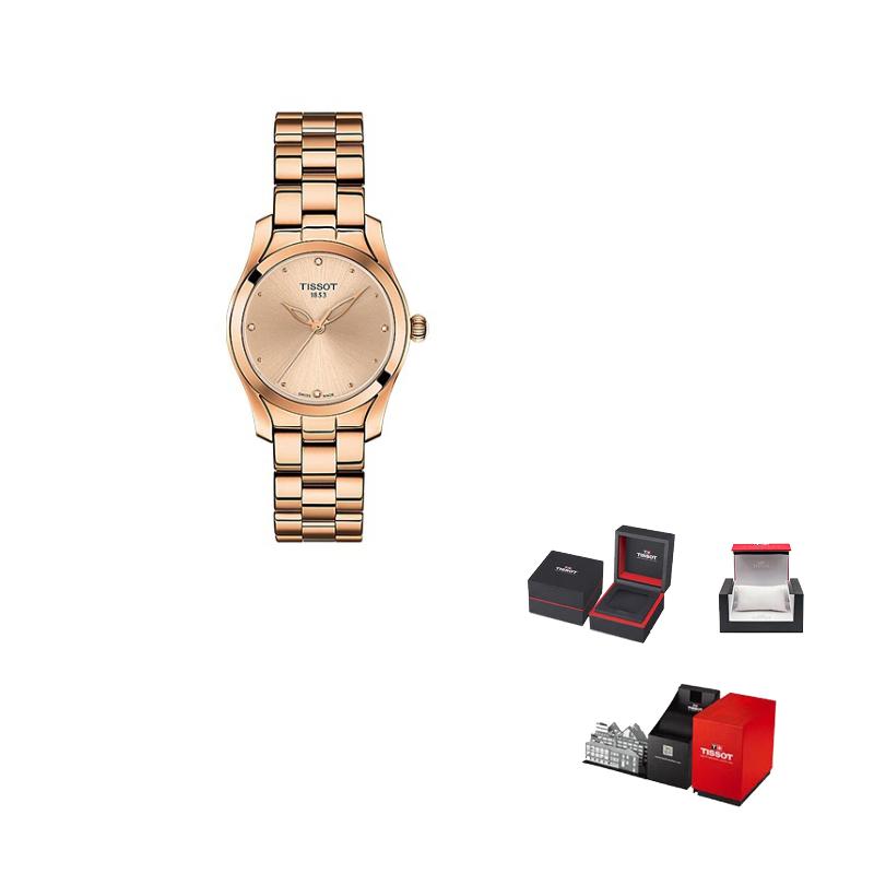 

TISSOT Коллекция Wave Коллекция Wave Кварцевый механизм Водонепроницаемость 30 м Женские часы 30 мм Золотой циферблат T112.210.33.456.00 Rose Gold Watch Dial