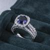 Exquisite Blue Square Halo Ring Zircon Women's Wedding Banquet Ring Ring