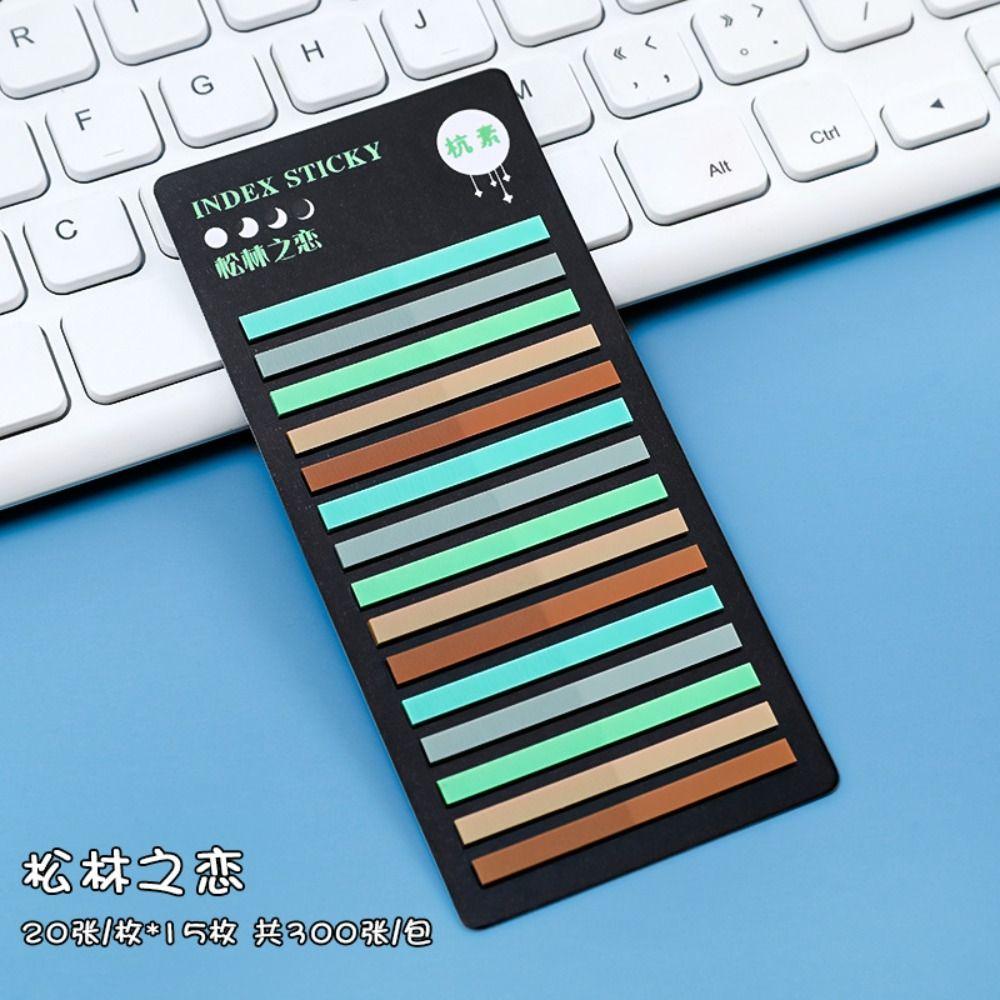 300 Sheets Rainbow Index Memo Pad PET Sticky Notepads Office Supplies Label Bookmark  Kids