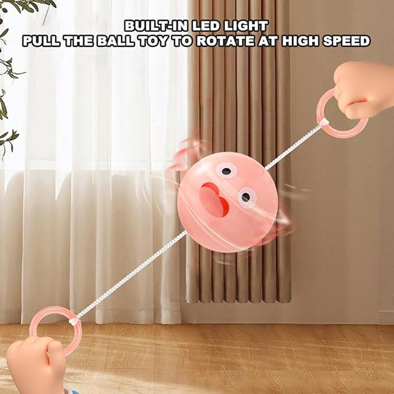 Colorful Glowing Pull Rope Whistle Ball LED Glowing Cartoon Expression Children's Pull Rope Whistle Toy