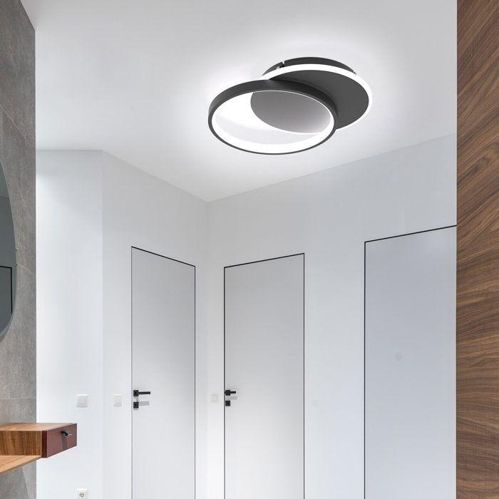 Plafonnier LED - NETTLIFE - Plat Rond 41 cm 35W - Dimmable - Télécommande incl. - Noir