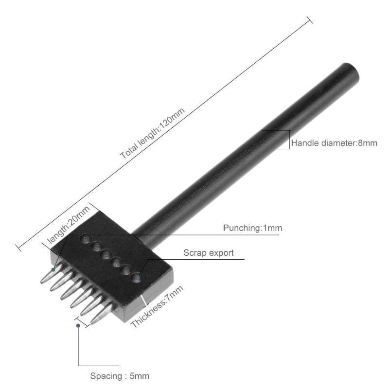 5mm Pitch 2 4 6 Prong Leather Punching Hole Tool Row Punch Leathercraft Spacing Hole Craft Round Row Hole Punch