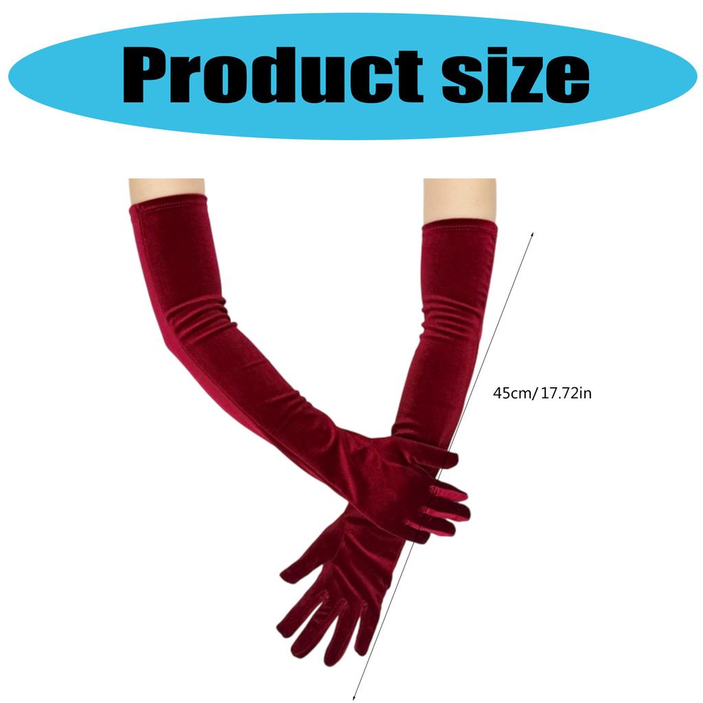 Elegante lange Samt-Abendhandschuhe für Damen Dehnbar Ellbogenlang Vintage 1920er Kostümzubehör Rot