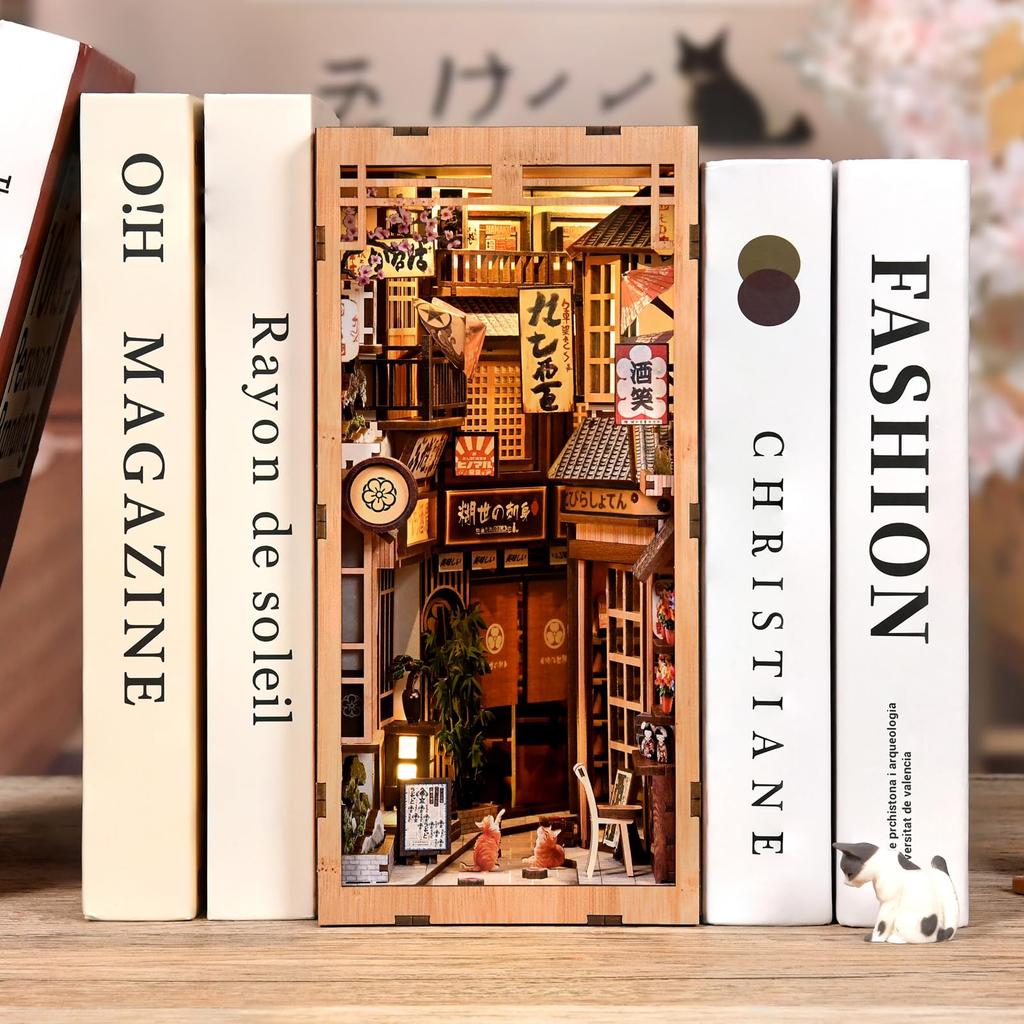 Wooden DIY Dollhouse Miniature 3D Bookstand Holiday Gift Architectural Scenario (Nekomachi no Kokogo)